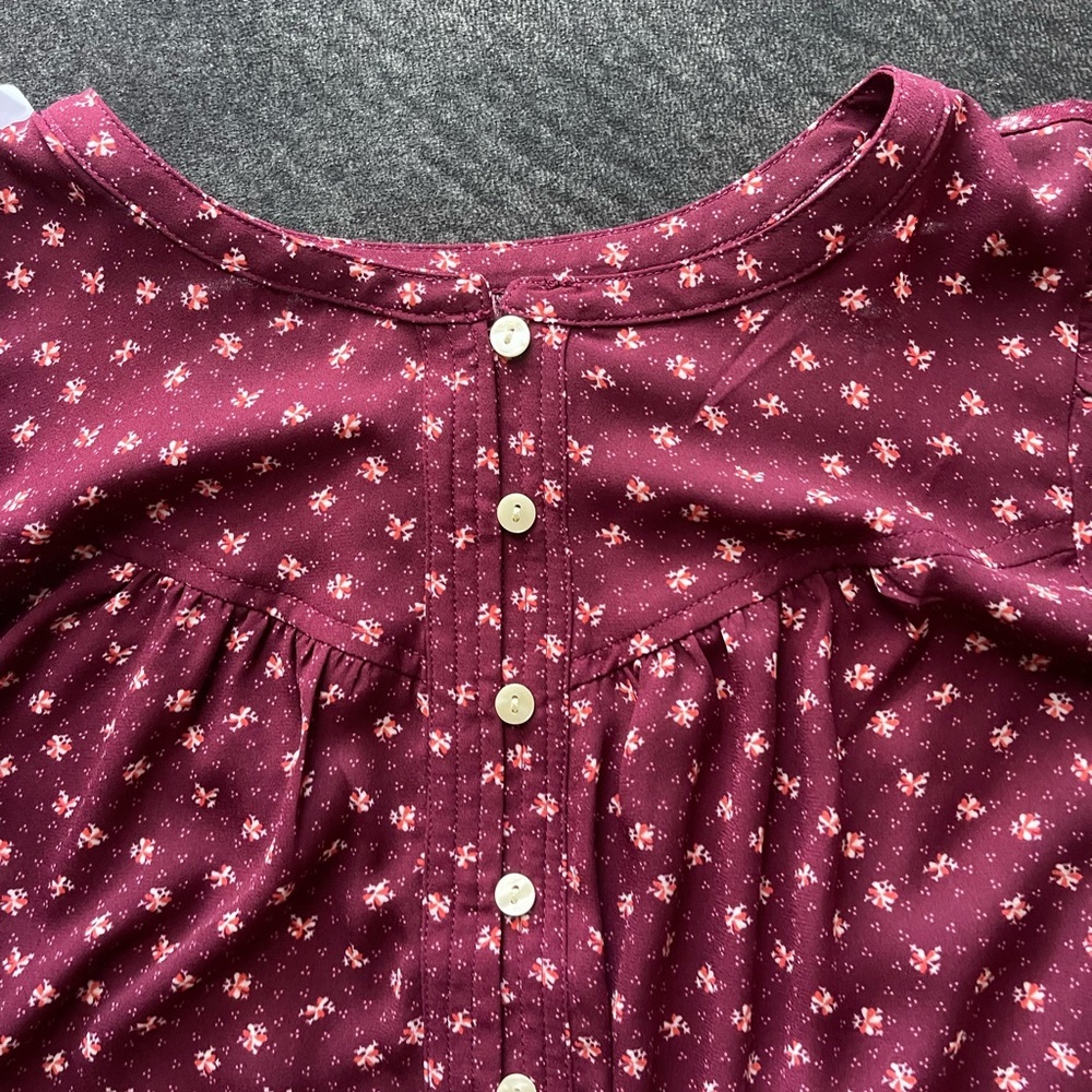 Floral burgundy top for girls 7/8